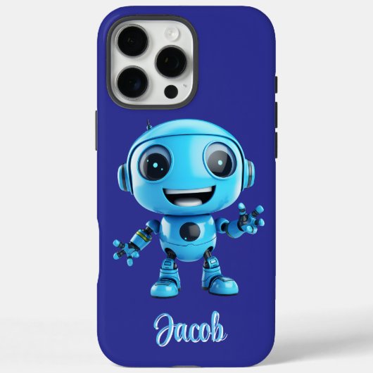 カスタマイズできる青いロボット キッズ向け Case-Mate iPhoneケース (裏面)