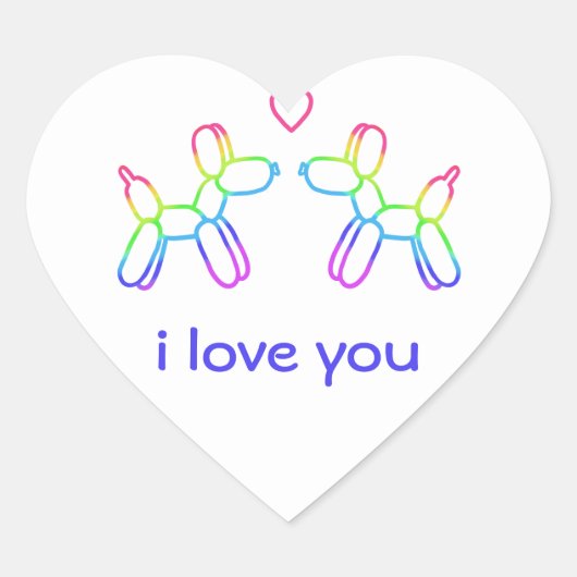 カスタマイズできる風船の犬のハートステッカー ハートシール (正面)