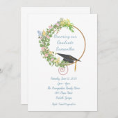 カスタマイズによる卒業パーティフローラデザイン 招待状 (正面/裏面)