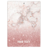 カスタマイズのどのばら色の金ゴールドのグリッターの白の大理石 クリップボード (裏面)