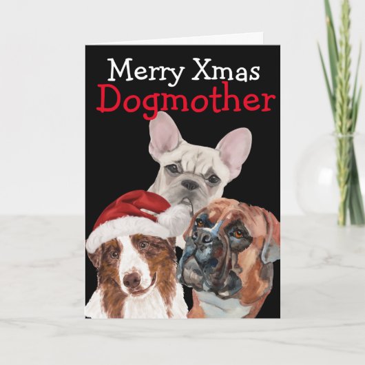 カスタマイズの犬からのクリスマスウォーターカラーカード サンキューカード (正面)