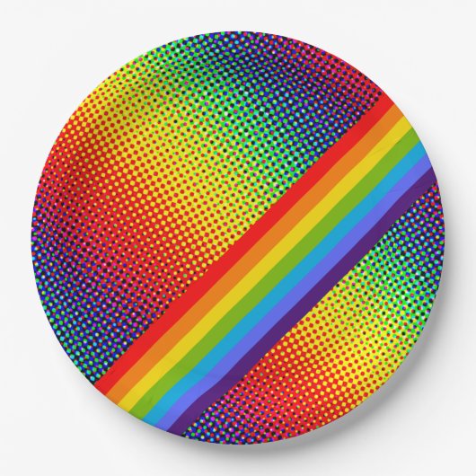 カスタマイズはっきりした可能で明るいレインボーLGBTゲイプライド ペーパープレート (正面)