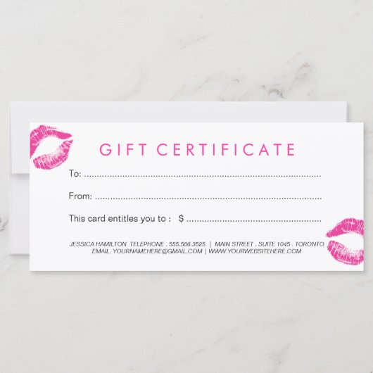 カスタマイズはっきりした可能なヘアサロンギフト証明書 (裏面)