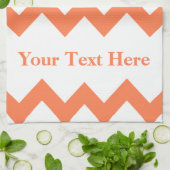 カスタマイズはっきりした可能な文字を備えたコーラルシェブロン キッチンタオル (折り畳み)