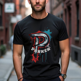 カスタマイズはっきりした可能な都市ス絵を描プレーモノグラム「P」 Tシャツ