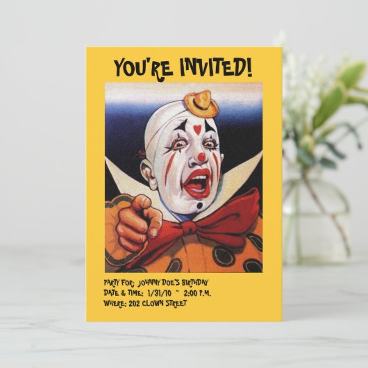 カスタマイズべきパーティの招待状のピエロの~の簡単! 招待状 (スタンド正面)