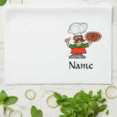 カスタマイズべきピザおもしろいの台所タオル! キッチンタオル (折り畳み)