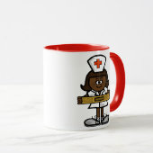 カスタマイズべき女性のブラウンのナースのコーヒー・マグ マグカップ (正面右)