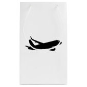 カスタマイズべき航空機のジェット機はさみ金の黒のシルエット スモールペーパーバッグ (裏面)