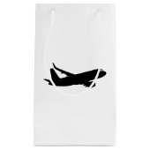カスタマイズべき航空機のジェット機はさみ金の黒のシルエット スモールペーパーバッグ (正面)