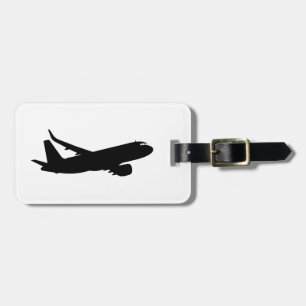 カスタマイズべき航空機のジェット機はさみ金の黒のシルエット ラゲッジタグ