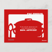 カスタマイズべき赤く及び白いレシピカードスープポット ポストカード (裏面)