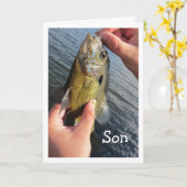 カスタマイズべき魚釣りのユーモアの息子の誕生日 カード (黄色い花)