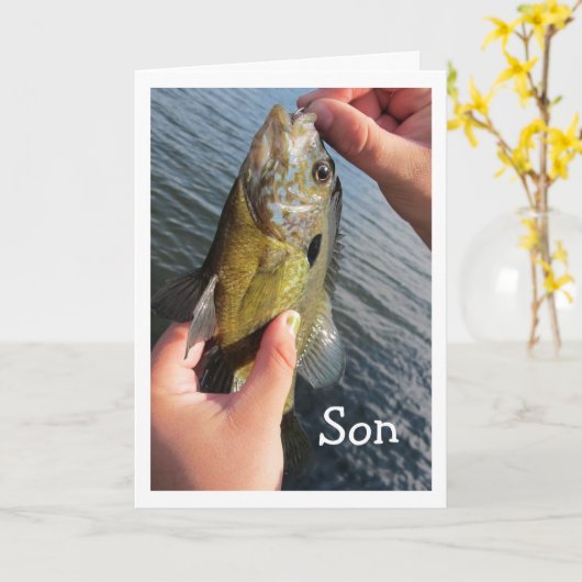 カスタマイズべき魚釣りのユーモアの息子の誕生日 カード (黄色い花)