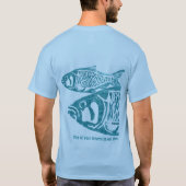 カスタマイズべき2匹の側面4の魚の青いTシャツ Tシャツ (裏面)