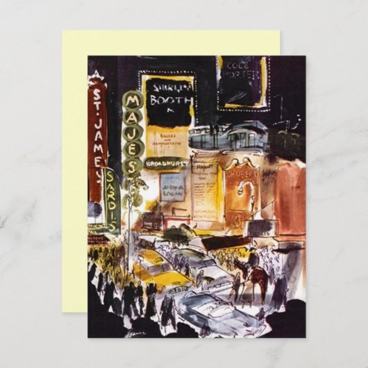 カスタマイズべきNYCの劇場地区の招待状の~EASY 招待状 (正面/裏面)