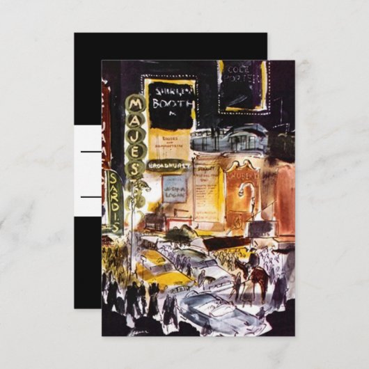 カスタマイズべきNYCの劇場地区RSVPカード~Fun 出欠カード (正面/裏面)