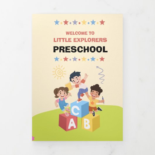 カスタマイズよくはしゃぐ可能な幼稚園パンフレット 三つ折りカード (カバー)