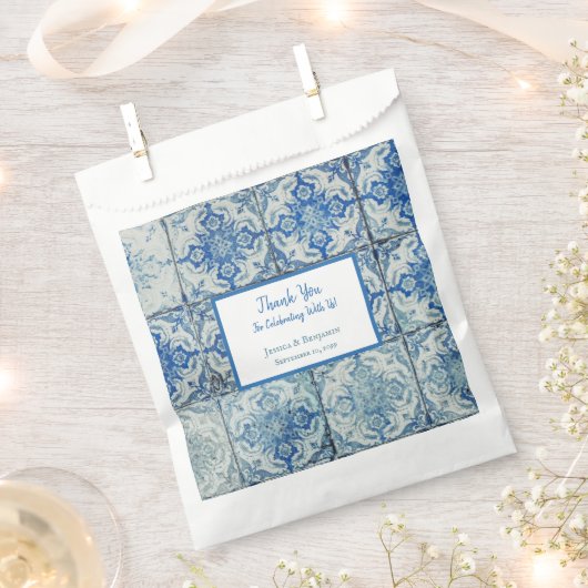 カスタマイズアンティークヴィンテージポルトガルのタイルパターン フェイバーバッグ (クリップ留めされた状態)