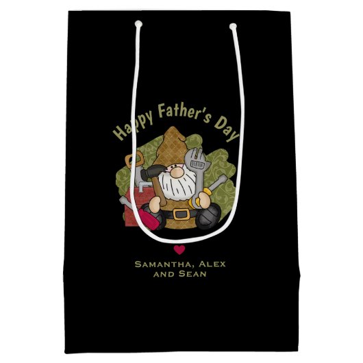 カスタマイズアンドパーソナライズされたハンディマンガーデン格言 ミディアムペーパーバッグ (裏面)