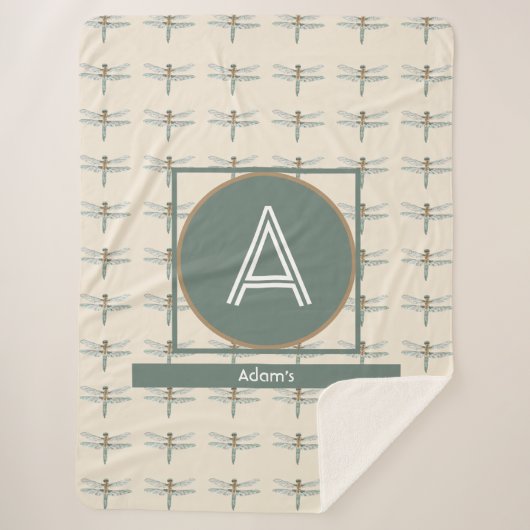 カスタマイズイニシャルとネームドラゴンフライトレンディー シェルパブランケット (正面)