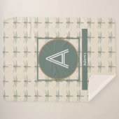 カスタマイズイニシャルとネームドラゴンフライトレンディー シェルパブランケット (正面(横))