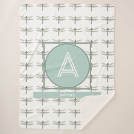 カスタマイズイニシャルとネームドラゴンフライトレンディー シェルパブランケット