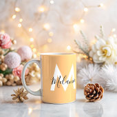 カスタマイズイニシャルニュートラルモダンオレンジ コーヒーマグカップ