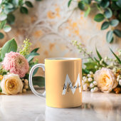 カスタマイズイニシャルニュートラルモダンオレンジ コーヒーマグカップ