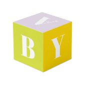 カスタマイズイニシャルモノグラム写真ベビー フォトキューブ (裏面アングル)