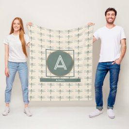 カスタマイズイニシャル名トンボ模様 フリースブランケット