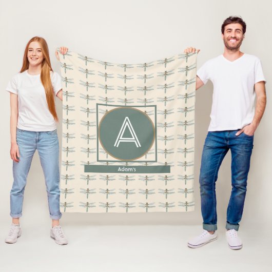 カスタマイズイニシャル名トンボ模様 フリースブランケット (インサイチュ)