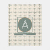 カスタマイズイニシャル名トンボ模様 フリースブランケット (正面)