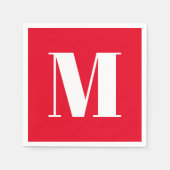 カスタマイズイニシャル赤 スタンダードカクテルナプキン (正面)