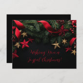 カスタマイズエレガント可能なクリスマスカードとリース シーズンポストカード (正面/裏面)