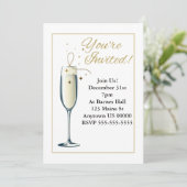 カスタマイズエレガント可能なシャンパンガラス招待状 セーブザデート (スタンド正面)