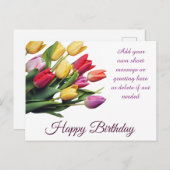 カスタマイズエレガント可能なチューリップブーケ誕生日 ポストカード (正面/裏面)