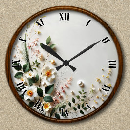 カスタマイズエレガント可能なフローラデザイン ラウンド壁時計