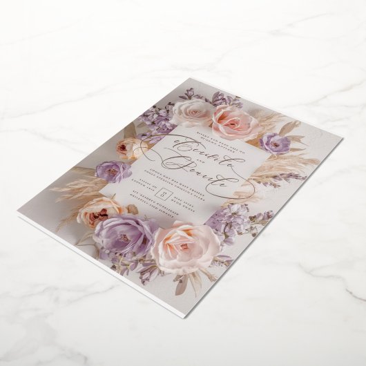 カスタマイズエレガント可能なフローラ結婚式招待状 箔招待状 (回転した状態)