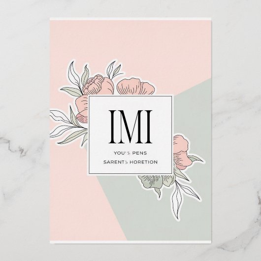 カスタマイズエレガント可能なフローラ結婚式招待状 箔招待状 (裏面)