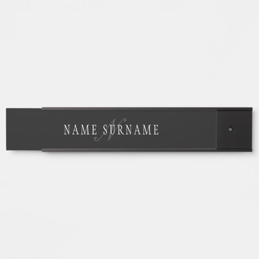 カスタマイズエレガント可能なモノグラム | 黒い灰色の白 サインプレート (正面)