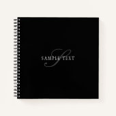 カスタマイズエレガント可能なモノグラム | 黒い灰色の白 ノートブック (正面)