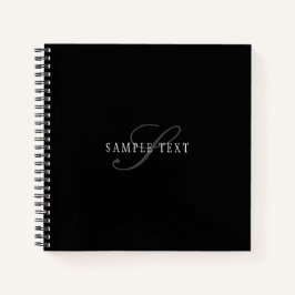 カスタマイズエレガント可能なモノグラム | 黒い灰色の白 ノートブック