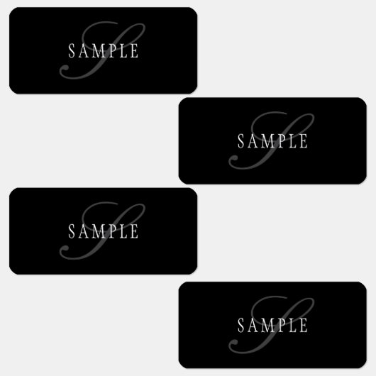 カスタマイズエレガント可能なモノグラム | 黒い灰色の白 ラベル (グループ)