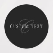 カスタマイズエレガント可能なモノグラム | 黒い灰色の白 ラベル (デザイン2)