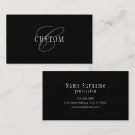 カスタマイズエレガント可能なモノグラム | 黒い灰色の白 名刺