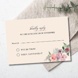 カスタマイズエレガント可能なラベンダー結婚赤面 出欠カード