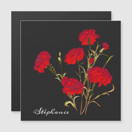 カスタマイズエレガント可能なヴィンテージフローラ赤カーネーション (正面/裏面)