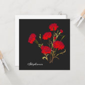 カスタマイズエレガント可能なヴィンテージフローラ赤カーネーション カード (正面/裏面インサイチュ)
