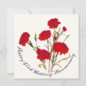 カスタマイズエレガント可能なヴィンテージフローラ赤カーネーション カード (正面)